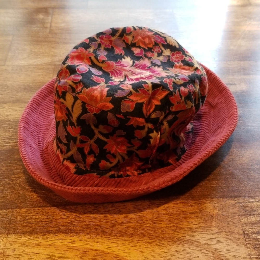 Floral Reversible Bucket Hat Corduroy Vtg Vibes